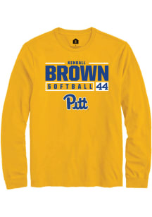 Kendall Brown  Pitt Panthers Gold Rally NIL Stacked Box Long Sleeve T Shirt