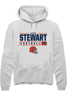 Zafir Stewart Rally Mens White Illinois Fighting Illini NIL Stacked Box Hooded Sweatshirt