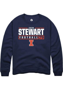 Zafir Stewart Rally Mens Navy Blue Illinois Fighting Illini NIL Stacked Box Crew Sweatshirt