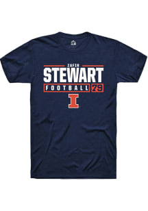 Zafir Stewart Navy Blue Illinois Fighting Illini NIL Stacked Box Short Sleeve T Shirt