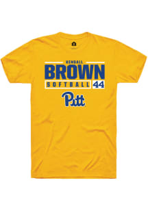 Kendall Brown  Pitt Panthers Gold Rally NIL Stacked Box Short Sleeve T Shirt