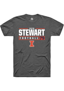 Zafir Stewart Dark Grey Illinois Fighting Illini NIL Stacked Box Short Sleeve T Shirt