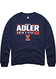 Maggie Adler  Rally Illinois Fighting Illini Mens Navy Blue NIL Stacked Box Long Sleeve Crew Sweat..