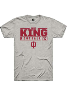 Caleb King Ash Indiana Hoosiers NIL Stacked Box Short Sleeve T Shirt