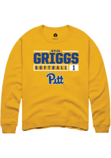 Kylie Griggs Rally Mens Gold Pitt Panthers NIL Stacked Box Crew Sweatshirt