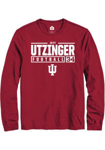 Jeff Utzinger Rally Mens Red Indiana Hoosiers NIL Stacked Box Tee