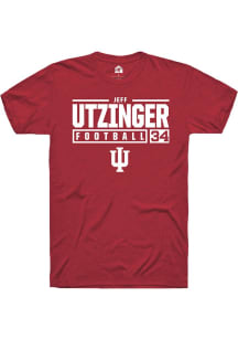 Jeff Utzinger Red Indiana Hoosiers NIL Stacked Box Short Sleeve T Shirt