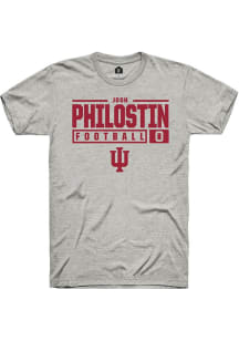 Josh Philostin Ash Indiana Hoosiers NIL Stacked Box Short Sleeve T Shirt