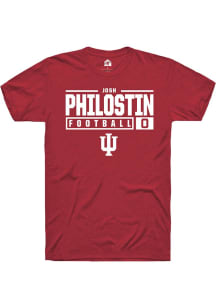 Josh Philostin Red Indiana Hoosiers NIL Stacked Box Short Sleeve T Shirt