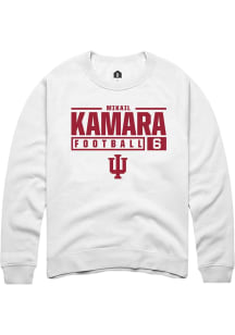 Mikail Kamara Rally Mens White Indiana Hoosiers NIL Stacked Box Crew Sweatshirt