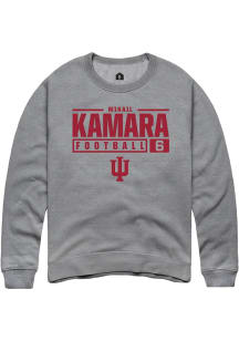 Mikail Kamara Rally Mens Graphite Indiana Hoosiers NIL Stacked Box Crew Sweatshirt