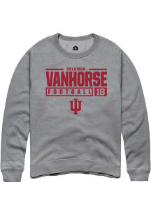 Solomon Vanhorse Rally Mens Graphite Indiana Hoosiers NIL Stacked Box Crew Sweatshirt