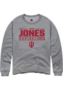 Terry Jones Rally Mens Graphite Indiana Hoosiers NIL Stacked Box Crew Sweatshirt