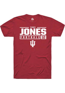 Terry Jones Red Indiana Hoosiers NIL Stacked Box Short Sleeve T Shirt