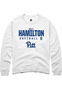 Macy Hamilton Rally Mens White Pitt Panthers NIL Stacked Box Crew Sweatshirt