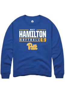 Macy Hamilton Rally Mens Blue Pitt Panthers NIL Stacked Box Crew Sweatshirt