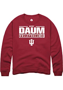 Avery Daum  Rally Indiana Hoosiers Mens Red NIL Stacked Box Long Sleeve Crew Sweatshirt