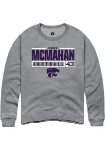 Kaden McMahan Rally Mens Graphite K-State Wildcats NIL Stacked Box Crew Sweatshirt