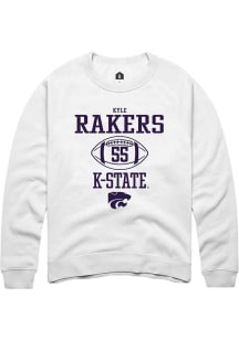 Kyle Rakers Rally Mens White K-State Wildcats NIL Sport Icon Crew Sweatshirt