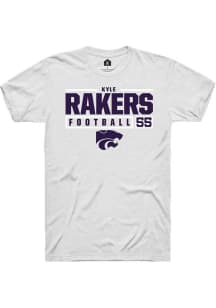 Kyle Rakers White K-State Wildcats NIL Stacked Box Short Sleeve T Shirt