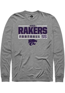 Kyle Rakers Rally Mens Graphite K-State Wildcats NIL Stacked Box Tee