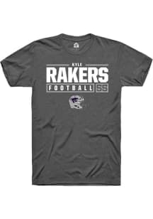 Kyle Rakers Dark Grey K-State Wildcats NIL Stacked Box Short Sleeve T Shirt