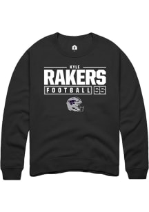 Kyle Rakers Rally Mens Black K-State Wildcats NIL Stacked Box Crew Sweatshirt