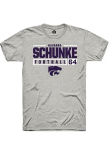 Navarro Schunke Ash K-State Wildcats NIL Stacked Box Short Sleeve T Shirt