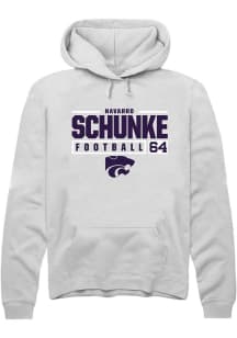 Navarro Schunke Rally Mens White K-State Wildcats NIL Stacked Box Hooded Sweatshirt