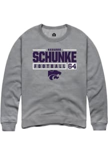 Navarro Schunke Rally Mens Graphite K-State Wildcats NIL Stacked Box Crew Sweatshirt