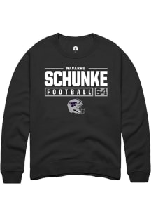 Navarro Schunke Rally Mens Black K-State Wildcats NIL Stacked Box Crew Sweatshirt