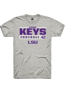 Davhon Keys  LSU Tigers Ash Rally NIL Stacked Box Short Sleeve T Shirt