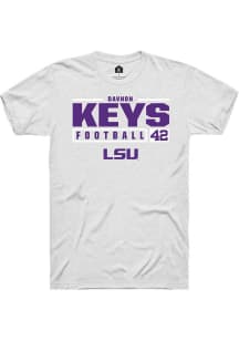 Davhon Keys  LSU Tigers White Rally NIL Stacked Box Short Sleeve T Shirt