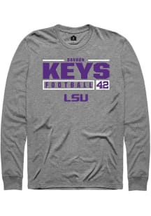 Davhon Keys  LSU Tigers Graphite Rally NIL Stacked Box Long Sleeve T Shirt