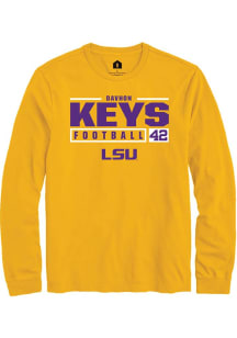 Davhon Keys  LSU Tigers Gold Rally NIL Stacked Box Long Sleeve T Shirt