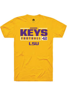 Davhon Keys  LSU Tigers Gold Rally NIL Stacked Box Short Sleeve T Shirt