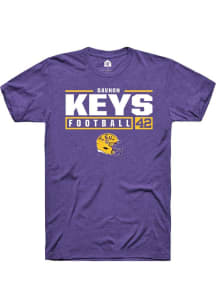 Davhon Keys  LSU Tigers Purple Rally NIL Stacked Box Short Sleeve T Shirt