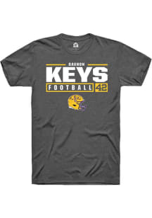 Davhon Keys  LSU Tigers Dark Grey Rally NIL Stacked Box Short Sleeve T Shirt