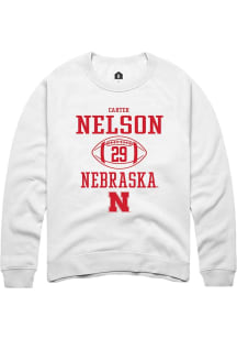 Carter Nelson Rally Mens White Nebraska Cornhuskers NIL Sport Icon Crew Sweatshirt