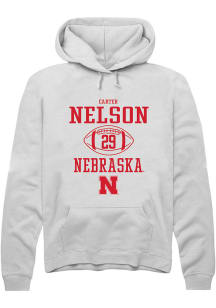 Carter Nelson Rally Mens White Nebraska Cornhuskers NIL Sport Icon Hooded Sweatshirt