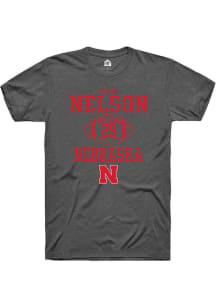 Carter Nelson Dark Grey Nebraska Cornhuskers NIL Sport Icon Short Sleeve T Shirt