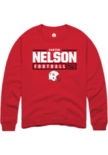 Carter Nelson Rally Mens Red Nebraska Cornhuskers NIL Stacked Box Crew Sweatshirt