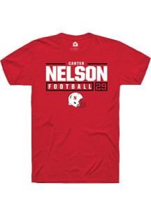 Carter Nelson Red Nebraska Cornhuskers NIL Stacked Box Short Sleeve T Shirt