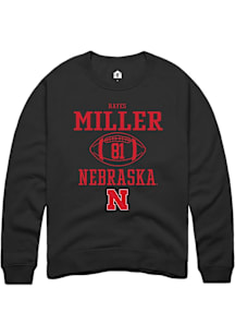 Hayes Miller  Rally Nebraska Cornhuskers Mens Black NIL Sport Icon Long Sleeve Crew Sweatshirt