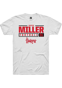 Hayes Miller White Nebraska Cornhuskers NIL Stacked Box Short Sleeve T Shirt