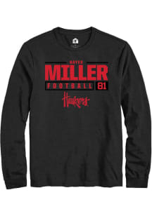 Hayes Miller Rally Mens Black Nebraska Cornhuskers NIL Stacked Box Tee