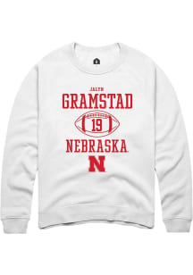 Jalyn Gramstad Rally Mens White Nebraska Cornhuskers NIL Sport Icon Crew Sweatshirt
