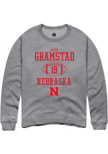 Jalyn Gramstad Rally Mens Graphite Nebraska Cornhuskers NIL Sport Icon Crew Sweatshirt