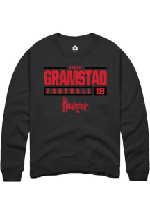 Jalyn Gramstad Rally Mens Black Nebraska Cornhuskers NIL Stacked Box Crew Sweatshirt