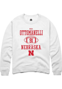 Nico Ottomanelli Rally Mens White Nebraska Cornhuskers NIL Sport Icon Crew Sweatshirt